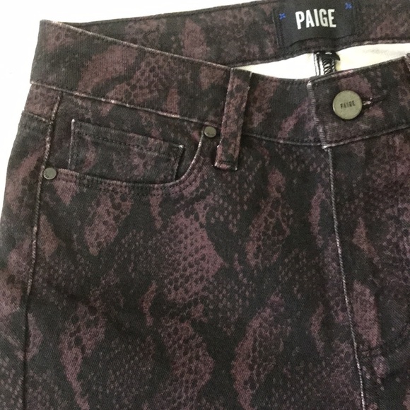 🎉HP🎉Paige | Hoxton Ankle Skinny High Rise Purple & Black SnakePrint Jean Sz 25 - Picture 12 of 12
